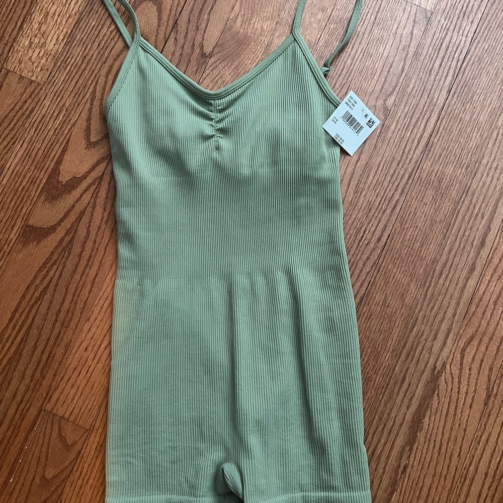 American Eagle Outfitters Olive Ribbed Onesie